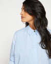 Elbe Stretch Poplin Shirt Classic Fit - Blue/White Stripe Image Thumbnmail #8