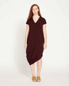 Iconic Geneva V-Neck Dress - Black Cherry Image Thumbnmail #3