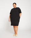 Grace Short Sleeve Sweatshirt Dress - Black Image Thumbnmail #2