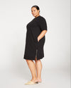 Grace Short Sleeve Sweatshirt Dress - Black Image Thumbnmail #3