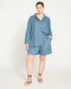 Juniper Linen Easy Pull-On Shorts - Chambray Blue Image Thumbnmail #1