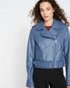 Leeron Leather Moto Jacket - Steel Blue Image Thumbnmail #1