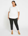 Lily Liquid Jersey Crew Neck Stovepipe Tee -  White Image Thumbnmail #3