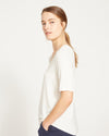 Lily Liquid Jersey V-Neck Stovepipe Tee - White Image Thumbnmail #4