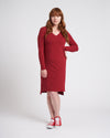 Long Sleeve Tesino Washed Jersey Dress - Red Dahlia Image Thumbnmail #1