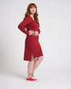 Long Sleeve Tesino Washed Jersey Dress - Red Dahlia Image Thumbnmail #2