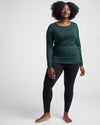 Mia Long Sleeve Easy Tee - Forest Green Image Thumbnmail #1