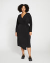 Velvety-Cool Jersey Wrap Dress - Black Image Thumbnmail #1
