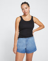 Capri Chambray Shorts - Midtone Blue Image Thumbnmail #2