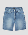 Joni High Rise Curve Slim Leg Shorts - Distressed Light Blue Image Thumbnmail #2