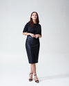 Sillaro Vegan Leather Pencil Skirt - Black Image Thumbnmail #1