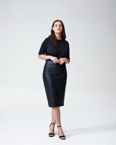 Lynn Luxe Twill Pencil Skirt - Black
