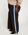 Stephanie Wide Leg Stripe Ponte Pants 30 Inch - Black with Blue/White Stripe Image Thumbnmail #7
