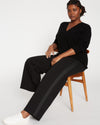 Stephanie Wide Leg Stripe Ponte Pants 30 Inch - Black with Black Stripe Image Thumbnmail #1