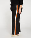 Stephanie Wide Leg Stripe Ponte Pants 30 Inch - Black with Ochre/White Stripe Image Thumbnmail #4