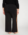 Stephanie Wide Leg Stripe Ponte Pants - Black with Ochre/White Stripe Image Thumbnmail #5