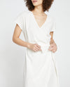 Tulip Hem Linen Wrap Dress - White Image Thumbnmail #2