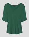 Lily Liquid Jersey V-Neck Stovepipe Tee - Kelly Green Image Thumbnmail #2