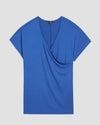 Liquid Jersey Two-Way Short Sleeve Cross Top - Royal Blue Image Thumbnmail #2