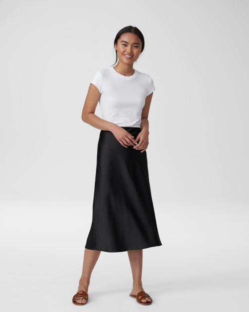 CeeCee Midi Bias Skirt - Black