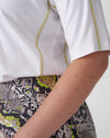 Venencia Short Sleeve Contrast Stitch Top - White Image Thumbnmail #2