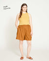 Juniper Linen Easy Pull-On Shorts - Caramel Image Thumbnmail #3