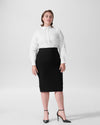 Lynn Luxe Twill Pencil Skirt - Black Image Thumbnmail #1