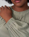 Patricia Long Sleeve Gathered Neck Blouse - Sage Image Thumbnmail #5